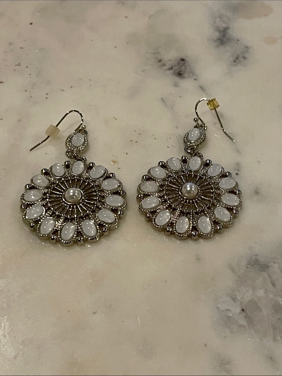 Lord & Taylor Jewelry - Beautiful Lord & Taylor White Opalescent Circular Boho Dangle Earrings